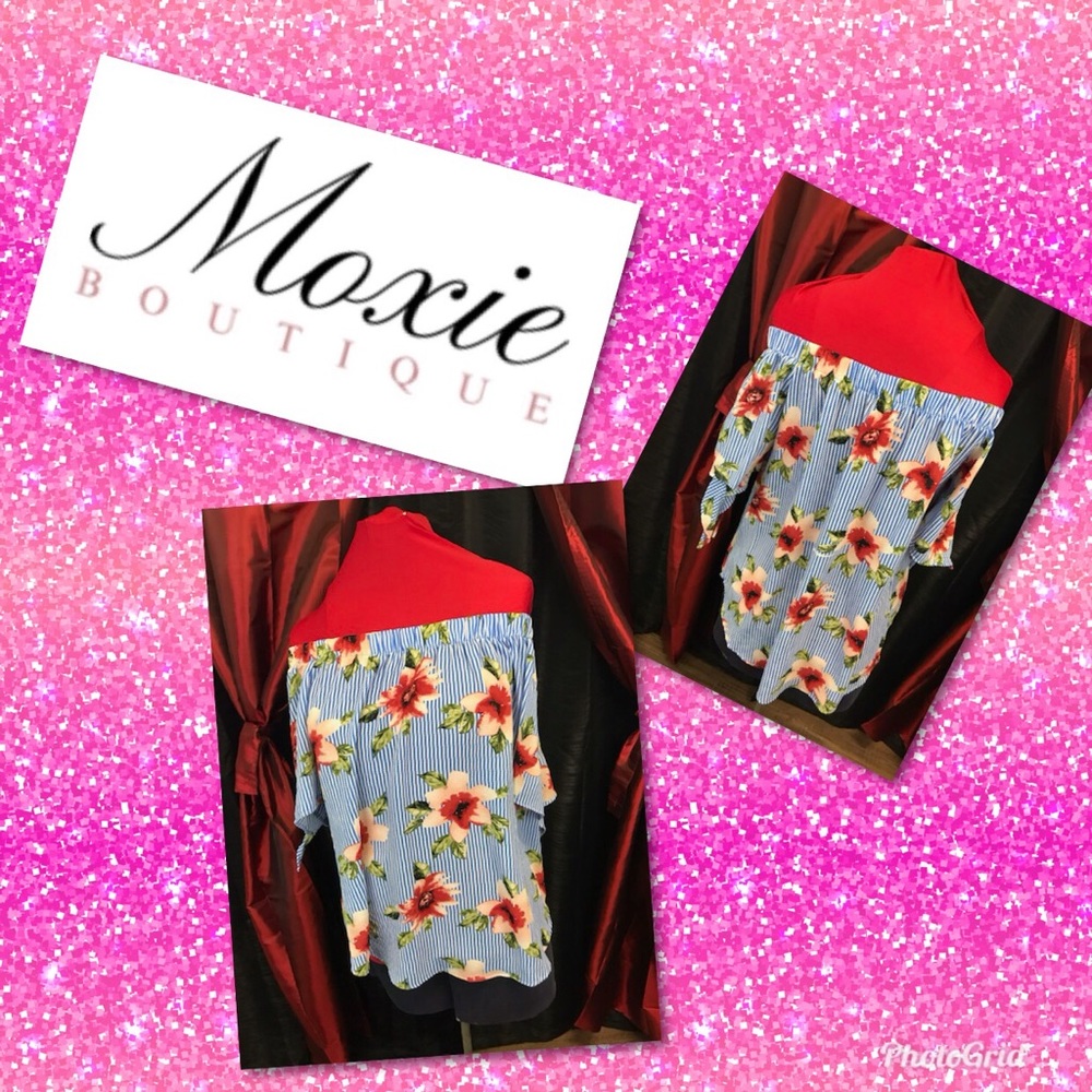 Striped Floral Off The Should Blouse